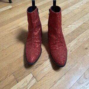 Red Glitter Boot with Heel Size 40